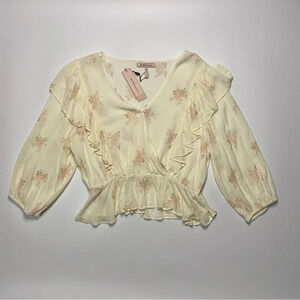 NEW BCBGeneration Medium Floral Ruffle Crossover Blouse